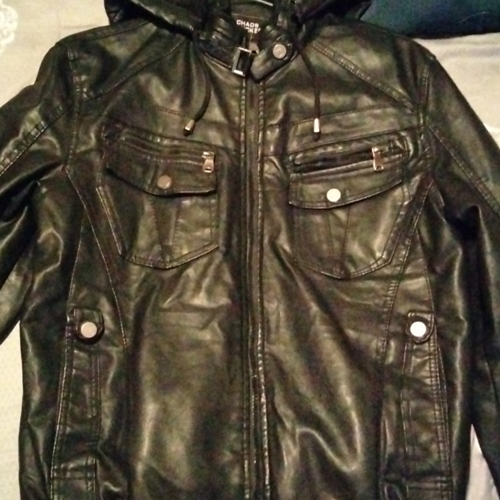 Black leather coat